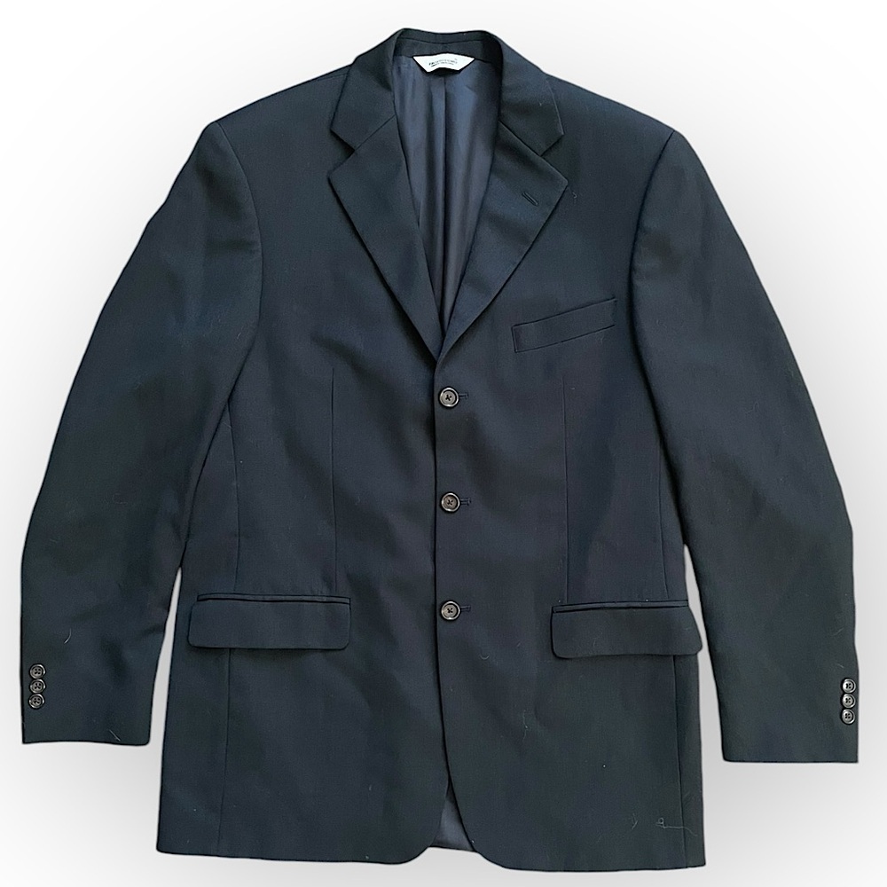 Pronto Oumo Mens 100% Worstead wool suit jacket 41 Tall Black